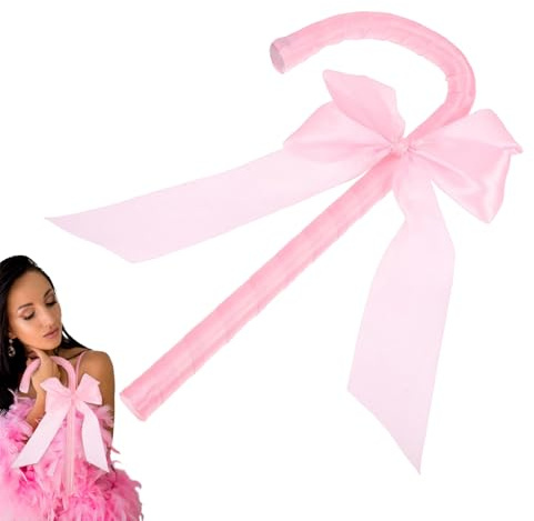 MLqkpwy Bastones de senderismo de Halloween con lazo, 35 x 15 x 5 cm, accesorio de bastón rosa portátil, ligero, para disfrazarse, actuaciones, escuela, festival, teatro, suministros para niños y