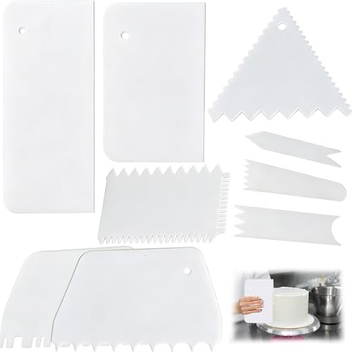 9Pcs Cake Smoother Scraper Cake Edge Scrappers Cutters Tool Professional Decorating Supplies for Baking Icing Fondant Smoothing Cream Decorating Ideal for Bakers Pastry Chefs Home Makers
