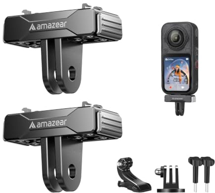AMAZEAR Soportes Magnéticos de Liberación Rápida Accesorios Insta360 X6/X5/X4 Air (2 pcs), Adaptador QR de plástico Insta 360 X5 / Ace Pro 2 con Go-Pro y Montaje roscado de 1/10.2 cm-20