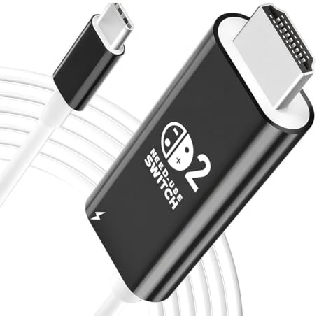 Docking station for Switch 2「22.2.0」 Laden 4K Spielen & PD100W Schwarzweiß | 4K&1080P Spielen & Laden Type C PD100W Laden, Mini Travel TV Cable for Switch Serie/Steam Deck, Leicht zu tragen,Keine Verz