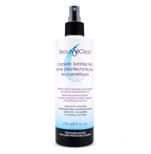 Beautysoclean Cosmetic Sanitizer Mist - (8.0 oz.) Makeup Sanitizing Spray for Powder-based Makeup Palettes & Pressed Cream Foundations, Bronzers, Concealers, Blushes, Eyeshadows.