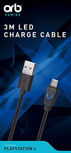 ORB Controller USB Charge and Play LED Cable - 3m (PS4)