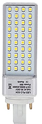 HERO-LED G24-40S-4P-DW Rotatable PL-C Lamp G24Q 4-Pin LED CFL/Compact Fluorescent Lamp, 8W, 18W Equal, Daylight White 5000K (Remove/Bypass The Ballast)