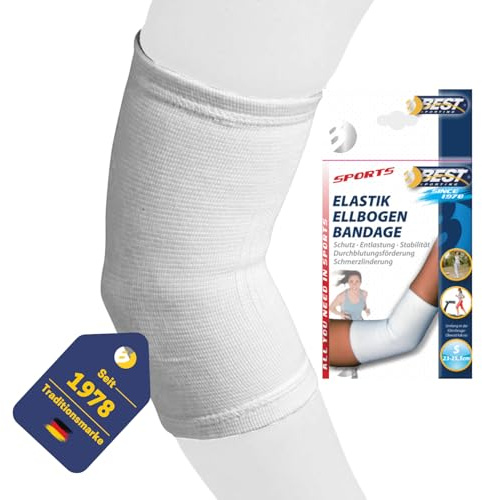 Más deportes codera elástica, color blanco, medio