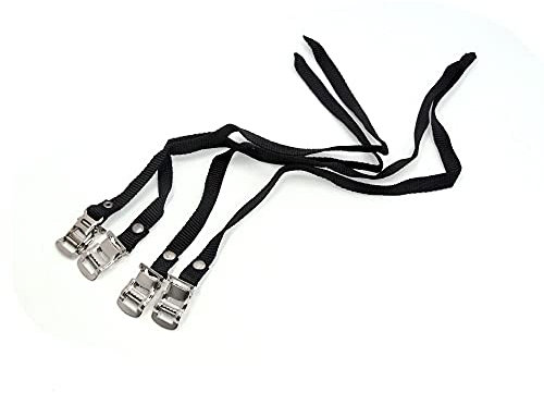 sourcing map 4pcs Schwarz Silber Pedal Zehe Clip Gürtel Fußriemen für Rennrad MTB Fahrrad DE de