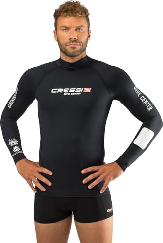 CRESSI Dive Center Man Rash Guard Long/SL - Protective Langarm Schwarz Rash Guard für SUP und Wassersport, Herren