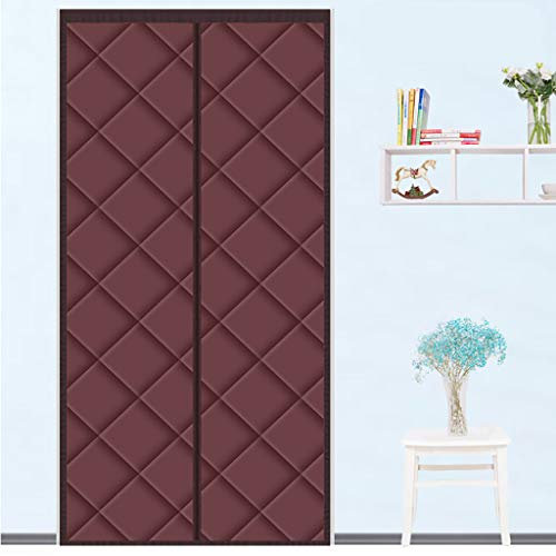 HMHD Magnet Thermo Türvorhang, Winddicht Gegen kalte Zugluft Haustur Turvorhang Automatischer Verschluss Magnetische Adsorption, für Balkontür Wohnzimmer -Brown-150x200CM
