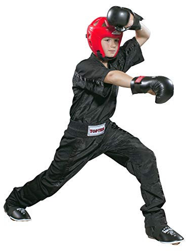 TOP TEN Kickboxhose „Mesh“ für Kinder - Gr. 110 = 110 cm, schwarz-schwarz
