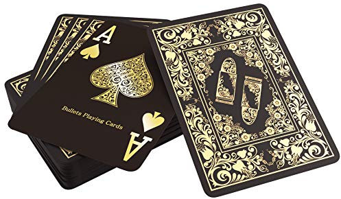 Carte da Poker in plastica nera Edizione nera - Alta brillantezza - con due caratteri d'angolo - Gioco di carte Deluxe con indice Jumbo - Carte da gioco professionali Premium per il Texas Holdem Poker