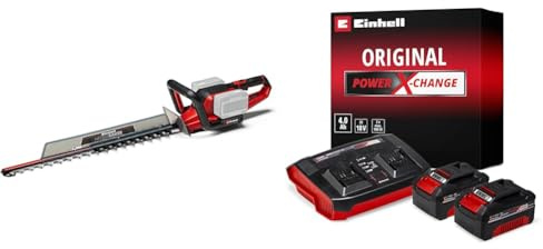 Einhell Akku-Heckenschere GE-CH 36/65 Li Power X-Change (36 V, 65 cm Schnittlänge, 30 mm Zahnabstand, drehbarer Handgriff, inkl. Schnittgutsammler, 2x 4,0 Ah Akkus und Twincharger)