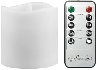 Stonebriar 6 Count White Real Wax 3x3 Flameless LED Pillar Candles with Remote and Timer