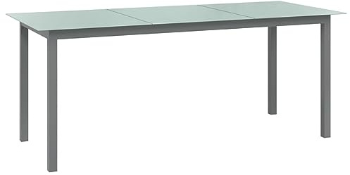 vidaXL Gartentisch Terrassentisch Gartenmöbel Esstisch Garten Tisch Balkontisch Glastisch Outdoor Hellgrau 190x90x74cm Aluminium Glas