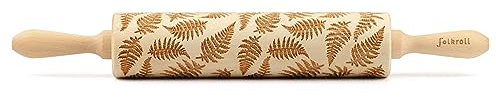 Folkroll Teigrolle Farn, groß, 43 cm, Nudelholz, Prägerolle, Muster, Motiv, Rolle, Buchenholz, 337042