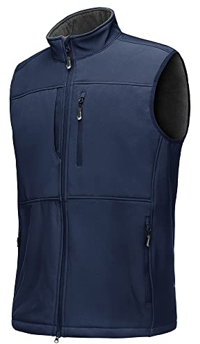 33,000ft Weste Herren Outdoor Wasserdichte Softshell Ärmellose Jacke | Winddichte Fahrradweste für Männer, Warm Fleece Bodywarmer, Leicht Softshellweste mit 7 Taschen für Golf Laufen Angeln Arbeit