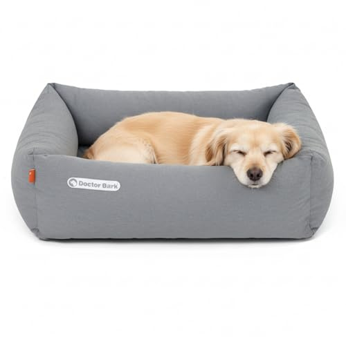 Doctor Bark Hundebett Orthopädisch - Waschbar bis 95°C, Geruchsfrei & Hygienisch - Kuscheliger Hundekorb Kleine Hunde mit Hundematratze (S - 70x60 cm, Hellgrau)
