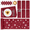 FHzytg 19 Stück Tischset Weihnachten Rot - Platzset Mit Bestecktasche, Untersetzer Und Tischläufer Aus Filz (Rot)