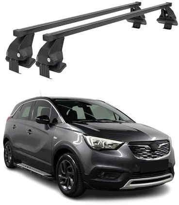 OMAC Barre Portatutto Trasversali in Acciaio per Opel Crossland/Crossland X 2017-2024 – Antifurto Incluso – Testato City Crash – DIN 75302:2019 – ISO/Pas 11154:2006 – Carico Massimo 50 kg Nero