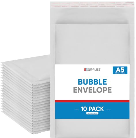 UK SUPPLIES LIMITED Bubble Padded Mailer Envelope (Pick Any Size/Colour) | DL A6 A5 A4 A3 White Bubble Envelopes Peel & Seal Bubble Mailer Postal Wrap Envelope Parcel Mailers for Mailing, A5 10 Pack
