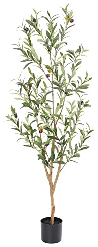 Bellacat Faux Olive Tree 4ft，Olive Trees Artificial Indoor with Natural Wood Trunk and Realistic Leaves and Fruits. 4 Feet(48in) Fake Olive Tree for Home House Office Décor.