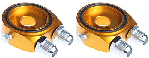 2 x Ölfilter-Sandwichplatte, AN10 Ölfilter-Werkzeuge, Universal-Ölfilter-Sandwichplatte, Plattenadapter-Set, Aluminium-Ölfilter-Kühlerplatten-Adapter (Gold)