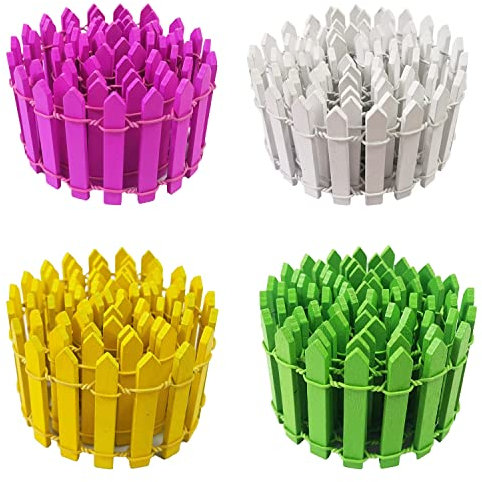 MaehSab 4 Pcs 90cm Miniature Fairy Garden Ornament Wood Fence, Decorative Picket Mini Fence for Dollhouse Fairy Garden DIY Diorama Project