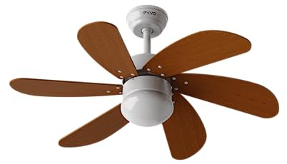 EVVO Ventilador de Techo con Luz, Silencioso, Ø92cm, 6 Aspas, Motor DC 56W, 3 Velocidades, Temporizador Función Invierno-Verano (Modelo: V315 Acabado Madera)