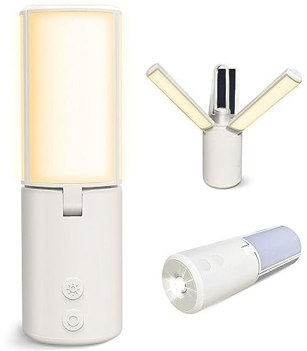 Wholede Lámpara LED Multifunción para Camping - 8000 mAh, Regulable, USB Recargable, Luz Solar - Equipo de Emergencia para Tiendas, Pesca y Más