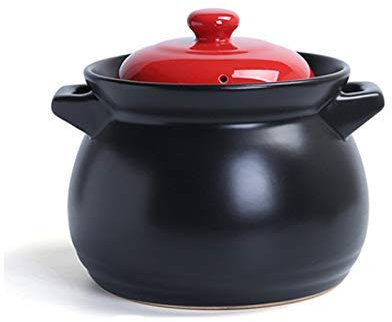 TEmkin Double Handled Pure Ceramic Stock Pot with Lid, Heat Resistant Ceramic Disc Casserole with Lid, Ceramic Cookware