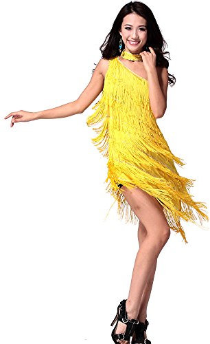 Rubruan Latein Tanz Kleider Kostüme - Latin Tänze Walzer Tango Swingtanz Party Salsa Dekoration Accessoires Pailletten Quasten Wettkampf Ball Rock Trikot Tanzkleid für Damen Mädchen
