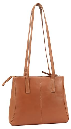 Lloyd Baker London - HAMPI - Gezippte echte Leder-Tote-Bag, Tasche mit langem Schulterriemen, stilvolle Damen-Lederhandtasche, gezippte Schultertasche, cognac, 30 Centimeters , Medium