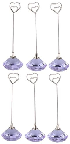 EXCEART 6 Stk Kartenhalter Für Tischnummern Tischstreuer Aus Kristall Tischkartenhalter Platzhalter Für Hochzeiten Diamant-platzhalter Namensträger Kristalltisch Violett Niedlich