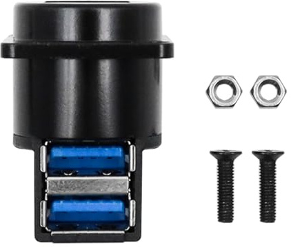 DollaTek Black Dual Usb 3.0 Panel Mounting 90° Angle Adapter Bend Type Connection Panel Socket 5gbps Data Transfer/Charging for Mounting on Desktops,Walls, Device Panels