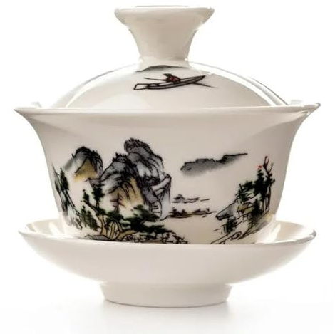 LAMPPE Tazze da tè Gaiwan Tradizionale Cinese Elegante zuppiera da tè in Ceramica con Coperchio, piattino, Tazza da tè Kung Fu
