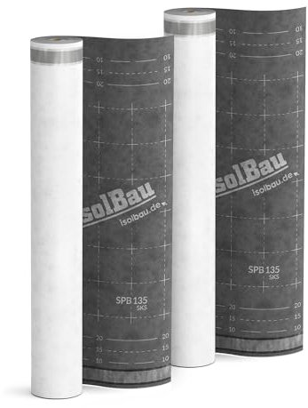 Isolbau Unterspannbahn Dach SPB 135 SKS, 150 m² Rolle (1,5 x 100 m) - Dampfdurchlässige Unterdeckbahn mit 2 Klebestreifen - Selbstklebende Dachfolie 135 g/m² - witterungbeständig und wasserdicht