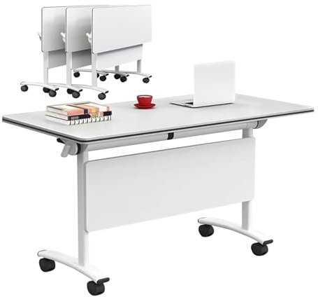 JCWGLY Konferenztische 4PCS Klapptisch Büro-Besprechungstisch, Moderner Holz-Konferenzraumtisch Für Seminar-Schulungs-Klassenzimmer Mit 360°-Rädern, Einfache Lagerung(55x24x30in/140x60x75cm)