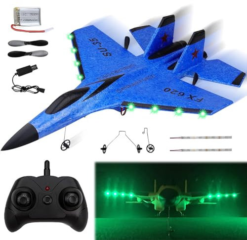 KBIBCK Rc Flugzeug SU35, Ferngesteuertes Flugzeug 2.4 GHZ 2 Kanal, FX620 Modellflugzeug Ferngesteuert mit Gyroskop System, RCFlugzeug RTF für Anfänger, Kinder und Erwachsene