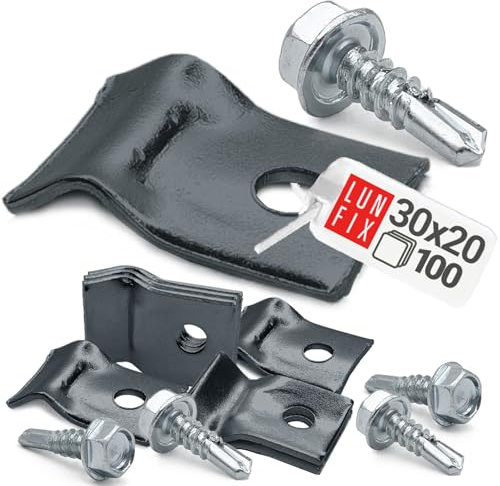 Befestigungsklemme Stabmattenzaun Spanndrahthalter inkl. Selbstschneidender Schrauben Maschendraht Graphit 100 Stück