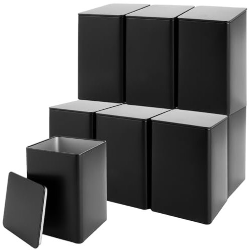 MUXHEL 10 cajas de té clásicas para té suelto, herméticas de metal, para almacenar té suelto, también ideal como harina, arroz o galletas (gris, 8,5 x 8,5 x 13 cm)