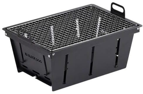 Blackdog tragbarer kleiner Grill, Outdoor-Holzkohlegrill aus Edelstahl, für IGT-Esstisch, einfache Einrichtung für Outdoor-Grillen, Camping, Reisen, Picknicks, Garten, Strandparty, Schwarz