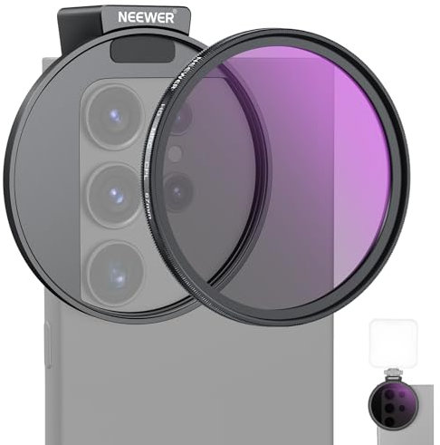 NEEWER 67mm CPL Filter for Phone, HD Polarizing Filter & Cold Shoe Phone Clip, with Carrying Pouch & Cleaning Cloth, Compatible with iPhone 16 15 Pro Max Plus 14 13 Samsung Galaxy S24 DSLR Cameras