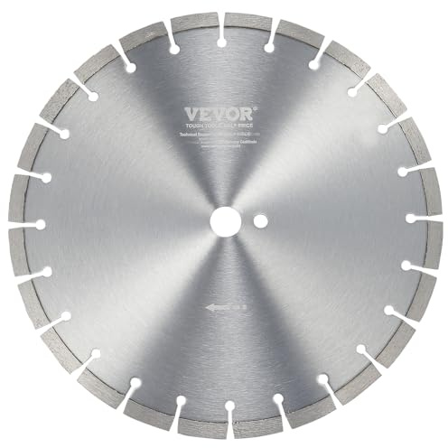 VEVOR Diamond Blade, 14inch/350mm Concrete Saw Blade Wet or Dry, 0.47inch/12mm Flat Teeth Diamond Segment Blade, Universal 1 inch/25.4 mm Center Hole Diameter, for Concrete Cement Board Tile Brick