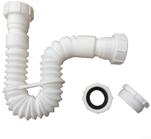 Tubo dell'acqua a doppia estremità, kit di tubi dell'acqua a doppia testa, connettore di scarico flessibile per lavandino, diametro di ingresso 45 mm, estensibile 200-800 mm, per cucina e bagno