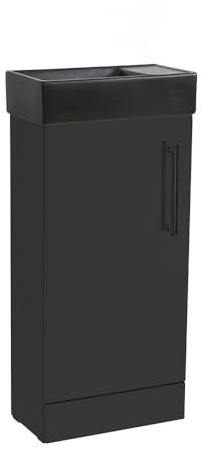 Milano 400mm Black Grey Bathroom Vanity Unit Black Basin Black Bar Handle