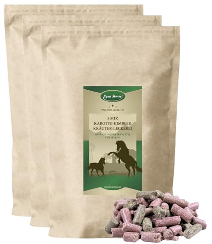 Lyra Horse® | 15 kg Karotte-Himbeer-Kräuter Leckerli Pferdefutter | Fruchtige Snacks für Pferde | Ausgewogene Nährstoffquelle | Vitaminreiche Belohnung | Reich an Ballaststoffen & Calcium