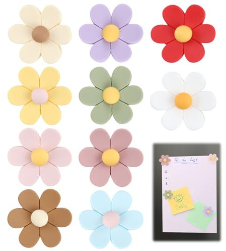 10PCS 3D Flower Cute Fridge Magnets for Whiteboard, Fridge Magnets for Whiteboard, Flower Round Mini Magnets, Funny Colorful Strong Decorative Magnets for Board, Locker, Kitchen, Office (Large)