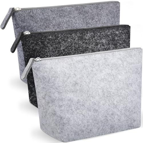 Xuniea 3 Stück Filz Kosmetiktasche, 24 x 15 x 6 cm, Mehrfarbig