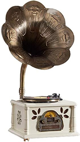 UQACHG Gramophone Style Rétro Stéréo Musique Tourne-Disque Vintage Gramophone Haut-parleurs Bluetooth Radio Lecteur CD USB sous-enregistreur intégré Vie intéressante