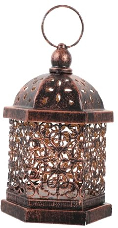 Marokkanische Kerzenlaterne 3 Stück aus Eisen Braun mit Hohlmuster | Vintage Deko für Zuhause, Ornamente im Maroc Design, als Halter für Kerzen