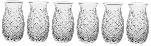 Ciieeo 6 Stück Cocktailglas Ananassaft Ananas Trinkbecher Ananasgläser Mehrwegbecher EIN Getränk Zusammenklappbar Eiskaffeebecher Filter Partybecher Deckel