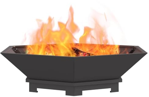 vidaXL Braciere Esagonale Nera 100x100x28 cm Acciaio